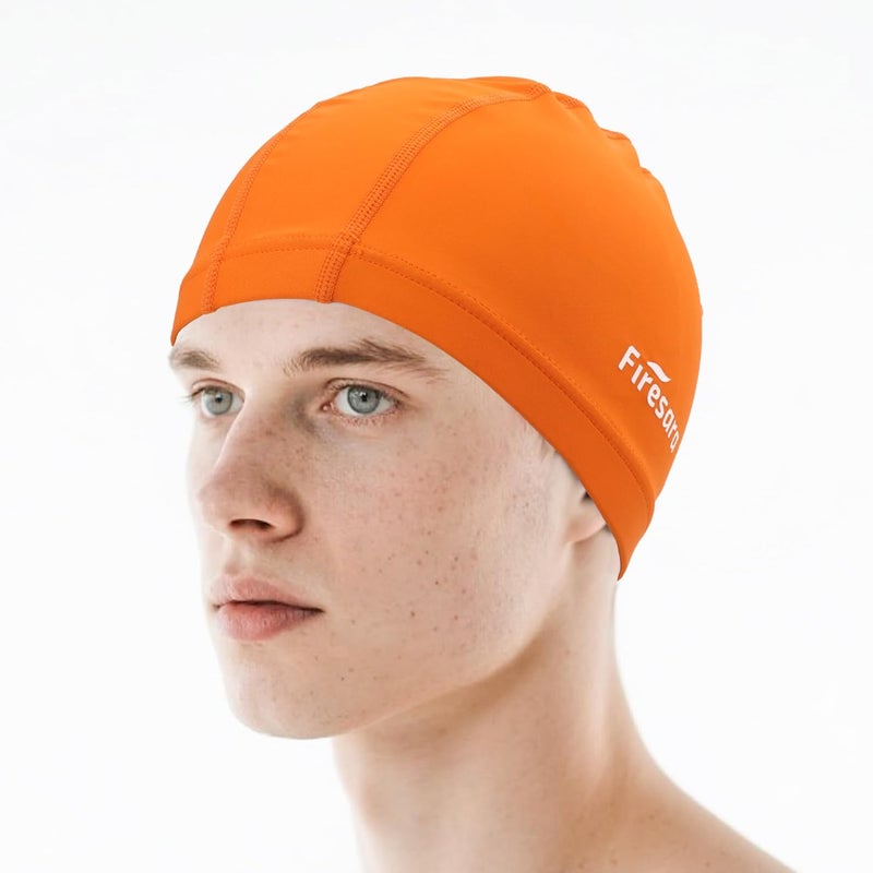 Firesara Fabric Swim Cap, High Elasticity Swimming Cap Keeps Hair Clean Breathable Fit Both Long Hair Short Hair, Swim Caps Woman Girls Men Kids One Size Hat - Image 1