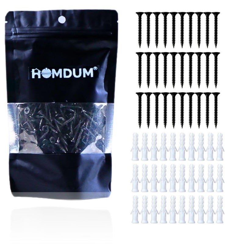 Homdum Nylon Plug with Screws 2 inch 50 mm screw with plastic sleeve Pack of 60 2 - Image 1