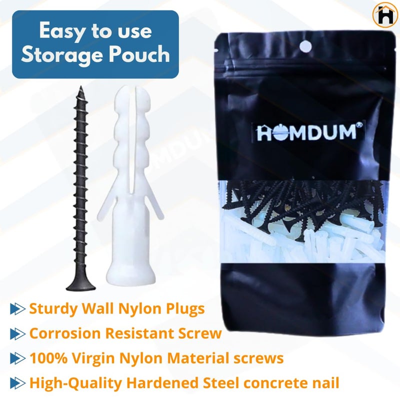 Homdum Nylon Plug with Screws 2 inch 50 mm screw with plastic sleeve Pack of 60 2 - Image 3