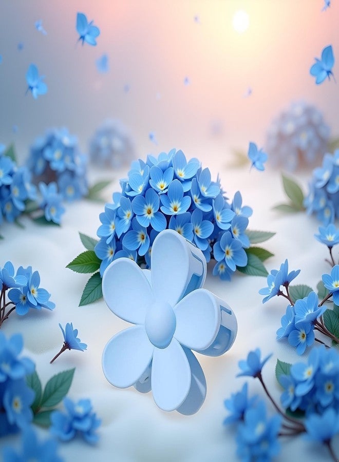 Sluswallow Floral Hair Clip, Blue - Large Cute Claw Clips, Thick Hair, Scrub, Hair Clip with Flower Petals for Women and Men - Image 4