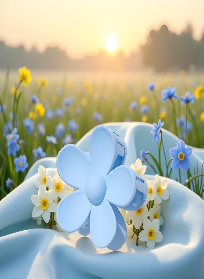 Sluswallow Floral Hair Clip, Blue - Large Cute Claw Clips, Thick Hair, Scrub, Hair Clip with Flower Petals for Women and Men - Image 5