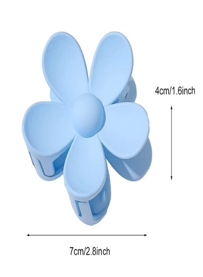 Sluswallow Floral Hair Clip, Blue - Large Cute Claw Clips, Thick Hair, Scrub, Hair Clip with Flower Petals for Women and Men - Image 2
