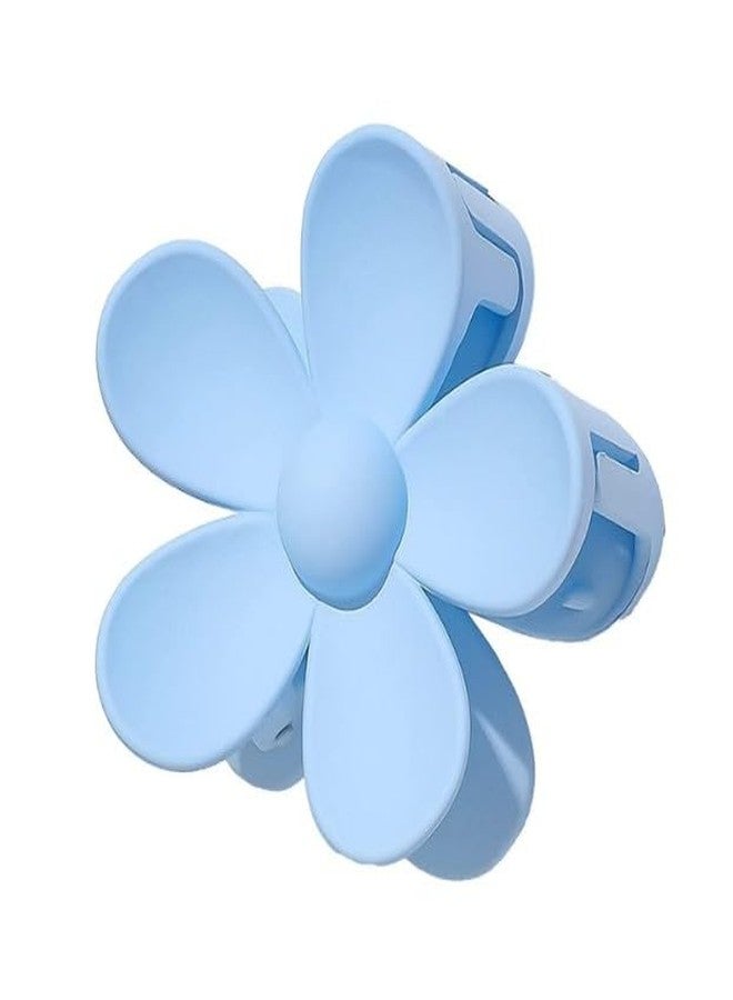 Sluswallow Floral Hair Clip, Blue - Large Cute Claw Clips, Thick Hair, Scrub, Hair Clip with Flower Petals for Women and Men - Image 1