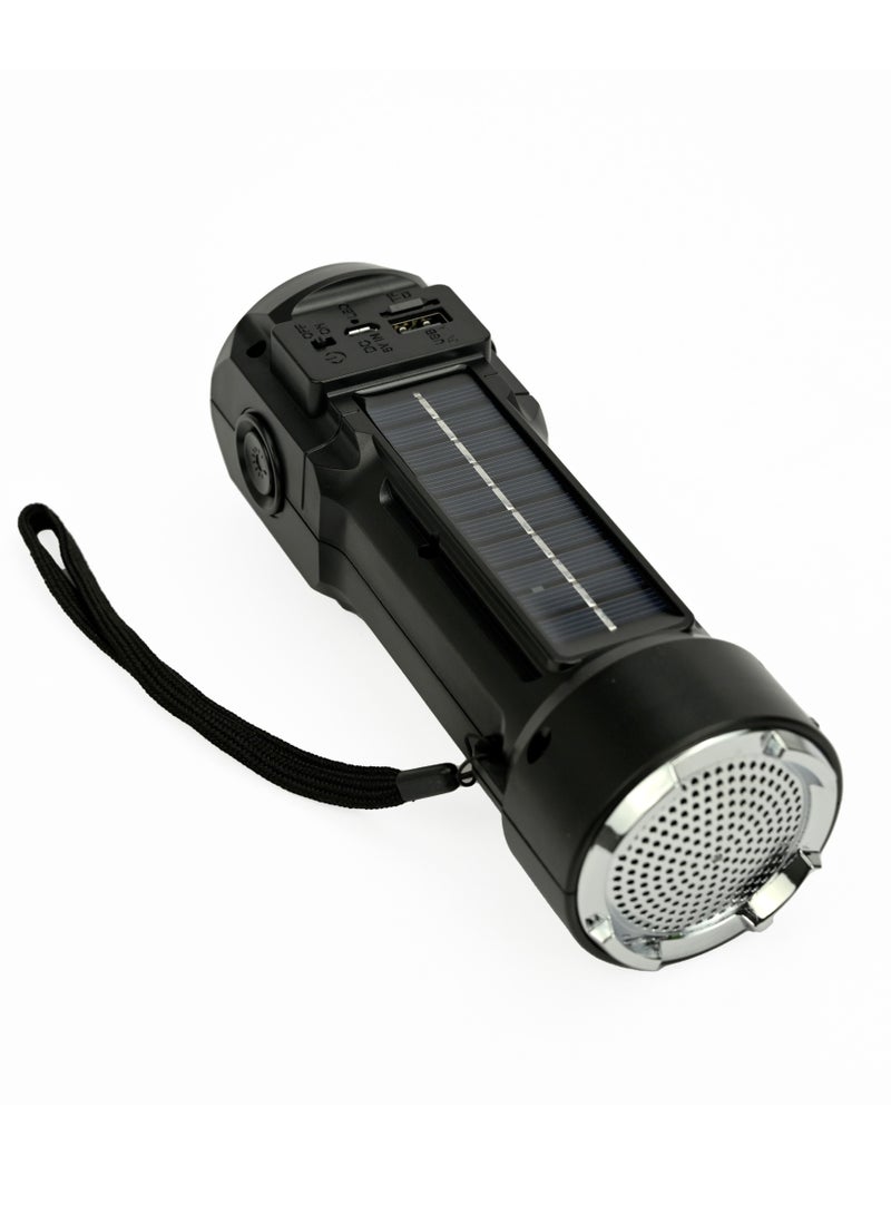 Portable Speaker Outdoor Flashlight, Mini Wireless Solar Flashlight With Speaker, Speaker With Long Playtime, Portable Wireless Bluetooth Speaker, Outdoor Flashlight Speakers With Bluetooth - Silver - Image 3