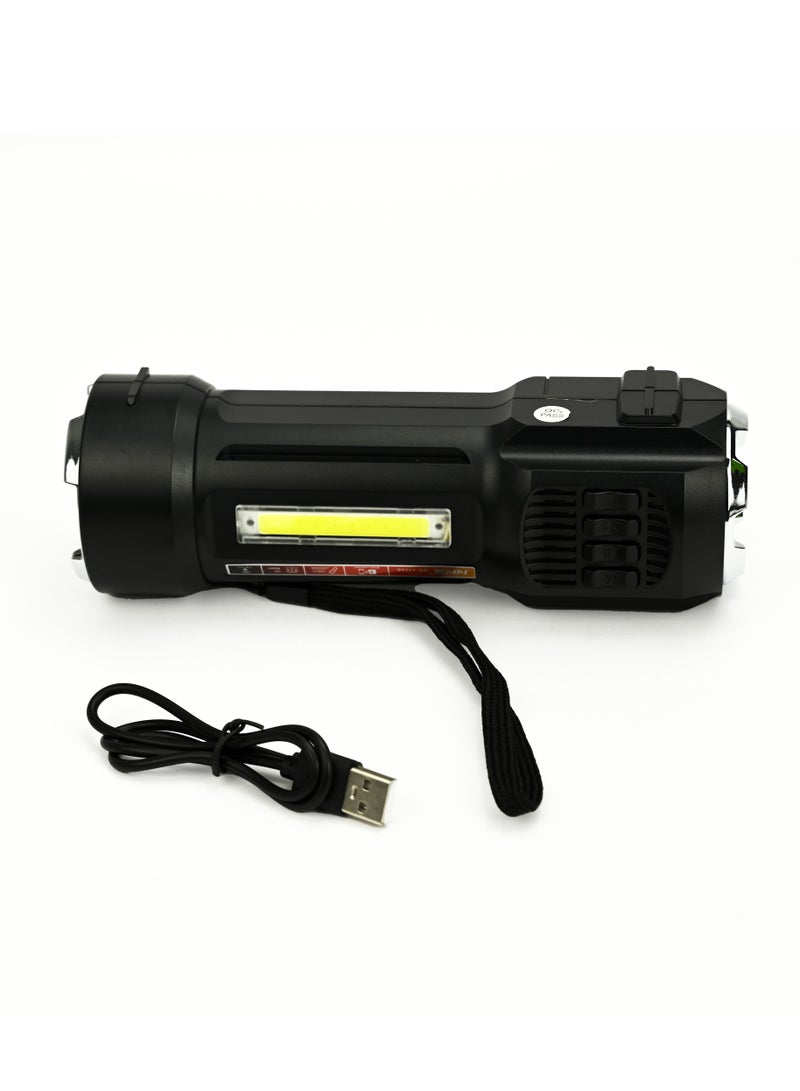 Portable Speaker Outdoor Flashlight, Mini Wireless Solar Flashlight With Speaker, Speaker With Long Playtime, Portable Wireless Bluetooth Speaker, Outdoor Flashlight Speakers With Bluetooth - Silver - Image 4