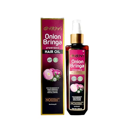 Dhathri Onion Bringa Ayurvedic Hair Oil | Onion Hair Oil for Healthy Hair | Ayurvedic Oil for Hair Fall Control | Non-Greasy Onion Oil |Clinically Tested | 200 ml - Image 1