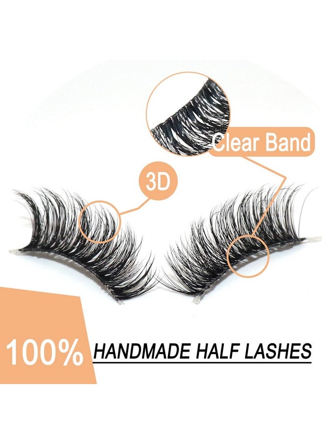 Ahrikiss Half Lashes, Lashes Natural Look 10 Pairs Volume Cat Eye Lashes 10Mm Wispy Lashes With Clear Band Short False Eyelashes Tb02  - Image 5