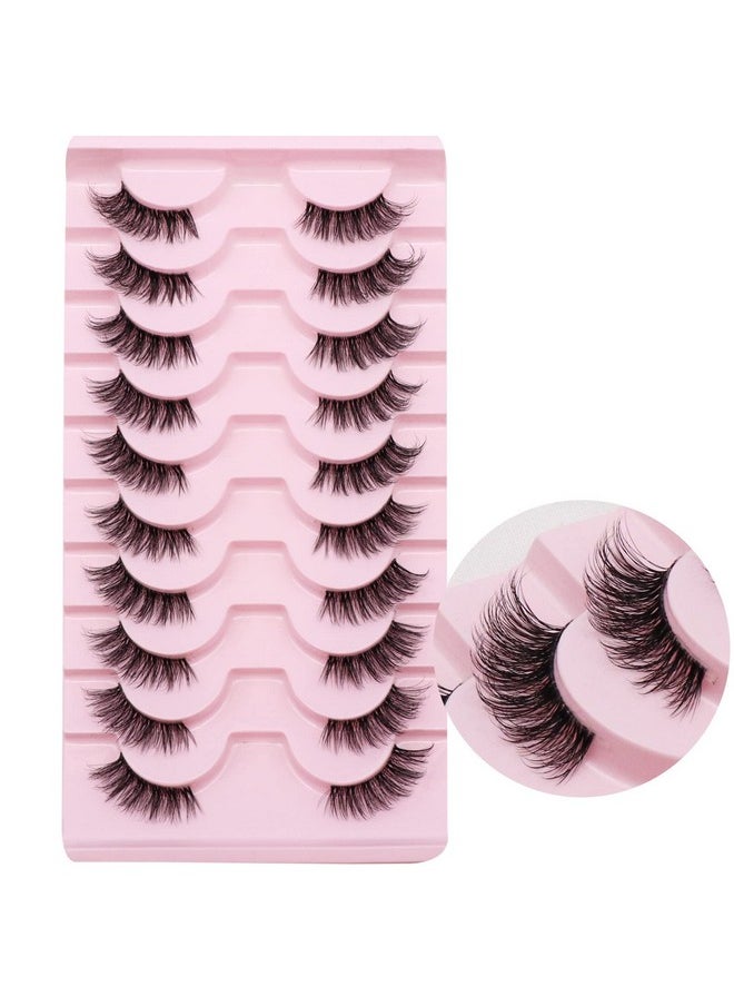 Ahrikiss Half Lashes, Lashes Natural Look 10 Pairs Volume Cat Eye Lashes 10Mm Wispy Lashes With Clear Band Short False Eyelashes Tb02  - Image 2