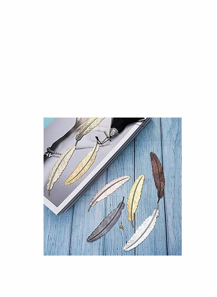 Excefore - 7 Pieces Metal Feather Bookmarks Fine Retro Classic Assorted Bookmark Shape （With holes） - Image 1