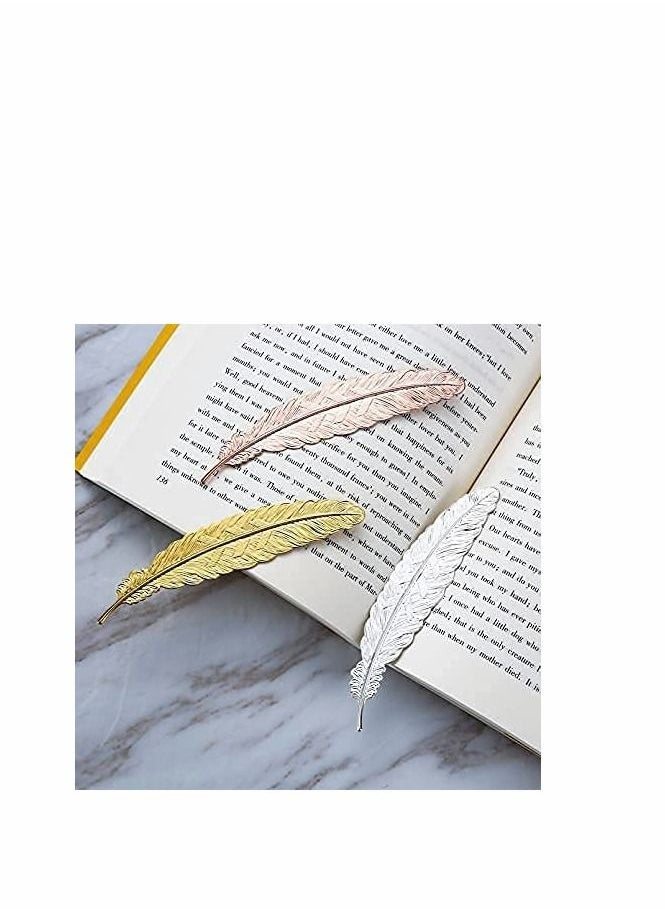 Excefore - 7 Pieces Metal Feather Bookmarks Fine Retro Classic Assorted Bookmark Shape （With holes） - Image 1
