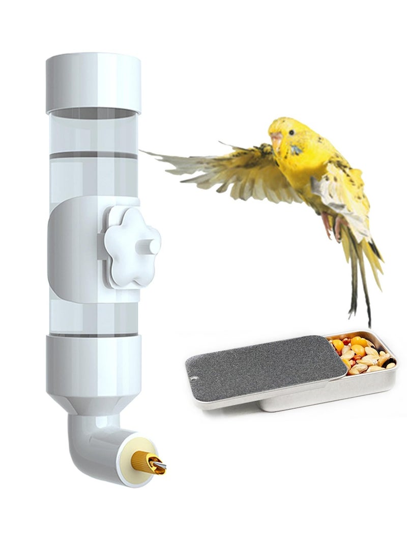 Excefore - 2 Pcs Bird Feeder and Drinker Set, Parakeet Water Dispenser for Cage Bird Drinking Water Bottle Parrot Automatic Drinking Device for Budgie Cockatiel Lovebirds Canary Finch, 400ml - Image 1