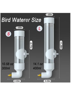Excefore 2 Pcs Bird Feeder and Drinker Set, Parakeet Water Dispenser for Cage Bird Drinking Water Bottle Parrot Automatic Drinking Device for Budgie Cockatiel Lovebirds Canary Finch, 400ml  - Image 2