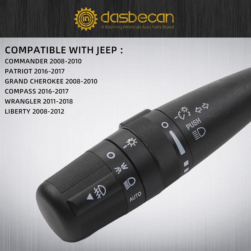 Dasbecan Turn Signal Switch Combination Lever Headlight and Fog Light Switch Compatible with Dodge Journey Avenger Chrysler 200 Jeep Wrangler Grand Cherokee 2007-2018 Replaces# 68015101AG - Image 3