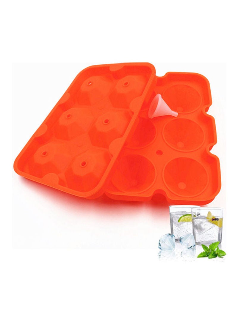 NIBEMINENT 6 Grids Silicone Diamond Shaped Ice Cube Trays With Spill-Resistant Removable Lid And Small Funnel Orange 18*4*12.3cm - Image 1