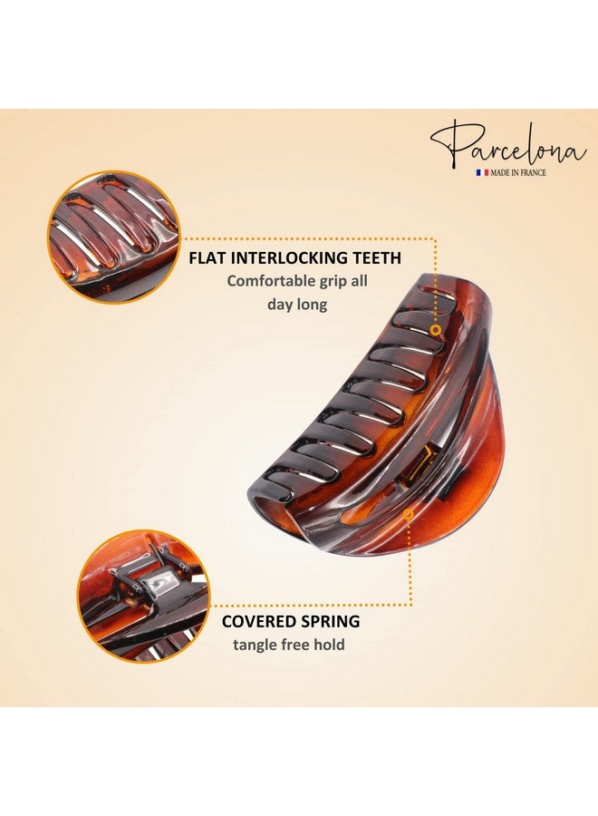 Parcelona French Vrille Medium 3.5" Celluloid No Slip Grip Volume Jaw Hair Claw Clips For Women And Girls Made In France (Tortoise Shell) - Image 3