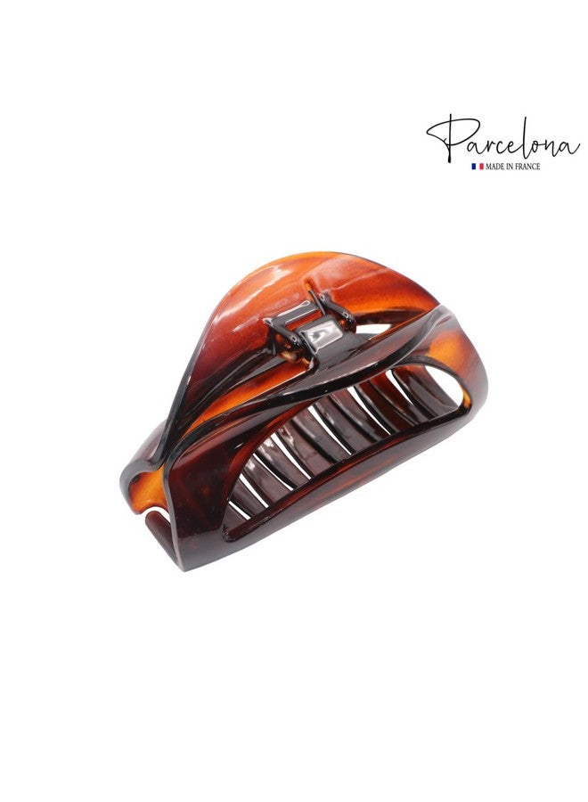 Parcelona French Vrille Medium 3.5" Celluloid No Slip Grip Volume Jaw Hair Claw Clips For Women And Girls Made In France (Tortoise Shell) - Image 4
