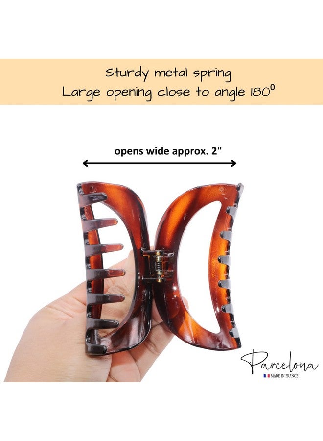 Parcelona French Vrille Medium 3.5" Celluloid No Slip Grip Volume Jaw Hair Claw Clips For Women And Girls Made In France (Tortoise Shell) - Image 5