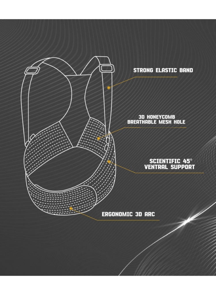 jingpin Pregnancy Abdominal Support Belt - Adjustable and Breathable Pregnancy Support Belt with Shoulder Straps and Back Support (Black L) - Image 4