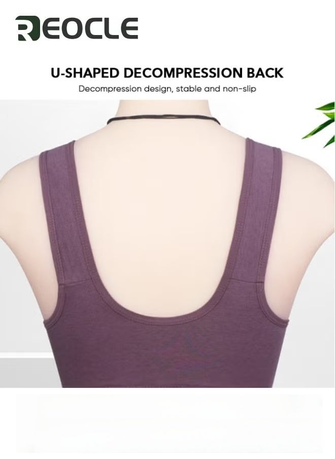 REOCLE Front Closure Beauty Back Comfy Bra 5D Shaping Push Up Seamless Breathable Bra for Womens Purple - Image 5
