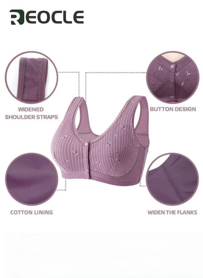 REOCLE Front Closure Beauty Back Comfy Bra 5D Shaping Push Up Seamless Breathable Bra for Womens Purple - Image 2