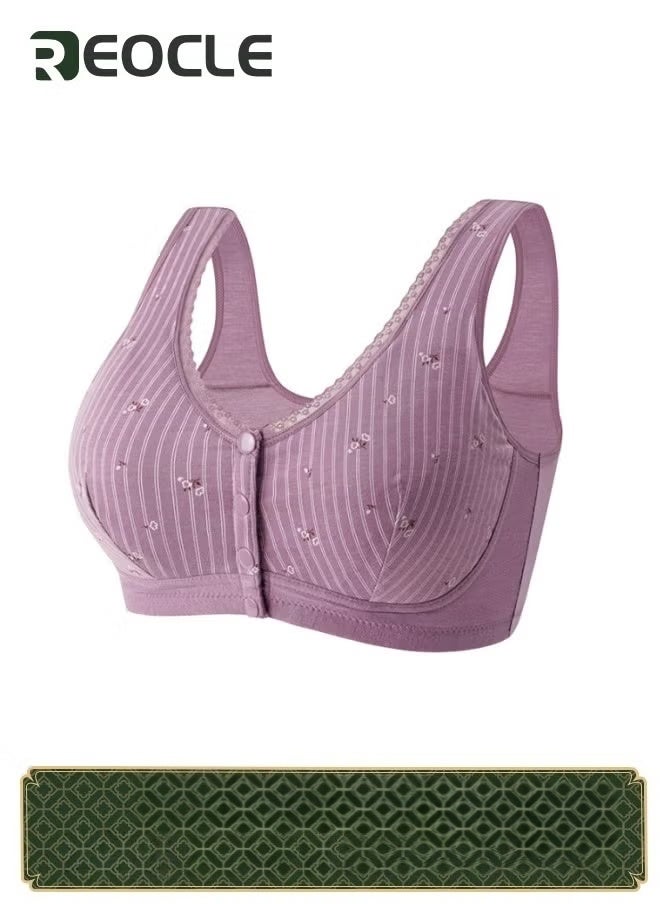 REOCLE Front Closure Beauty Back Comfy Bra 5D Shaping Push Up Seamless Breathable Bra for Womens Purple - Image 1