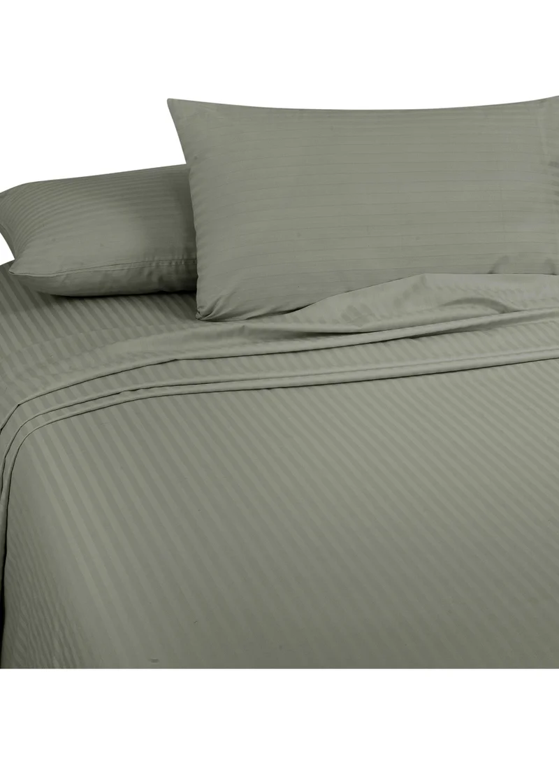 Bliss Casa Bliss Casa 3 Pieces 1cm Stripe Bed Sheets King (180x200+30 cm) - Soft Satin Sheet Set with Pillowcases - Deep Pocket, Hotel Collection, Luxury Bedding Set include 1 fitted Sheet, 2 Pillowcases -Grey