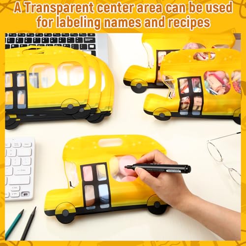 Watersay 50 Pcs School Bus Goodie Bags with Handle Resealable Waterproof Plastic Candy Treat Bags Stand-up Teacher Appreciation Gift Pouches for Back to School Birthday Party Supplies - Image 4
