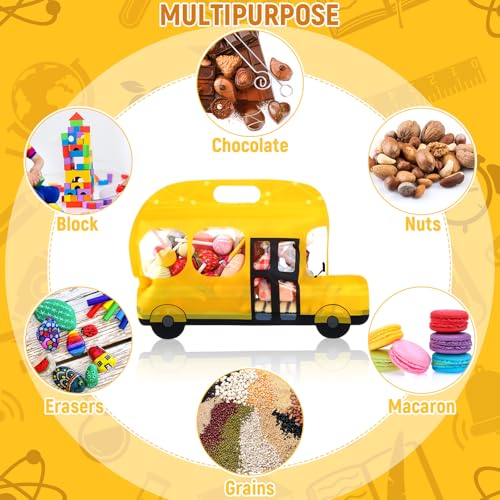 Watersay 50 Pcs School Bus Goodie Bags with Handle Resealable Waterproof Plastic Candy Treat Bags Stand-up Teacher Appreciation Gift Pouches for Back to School Birthday Party Supplies - Image 3