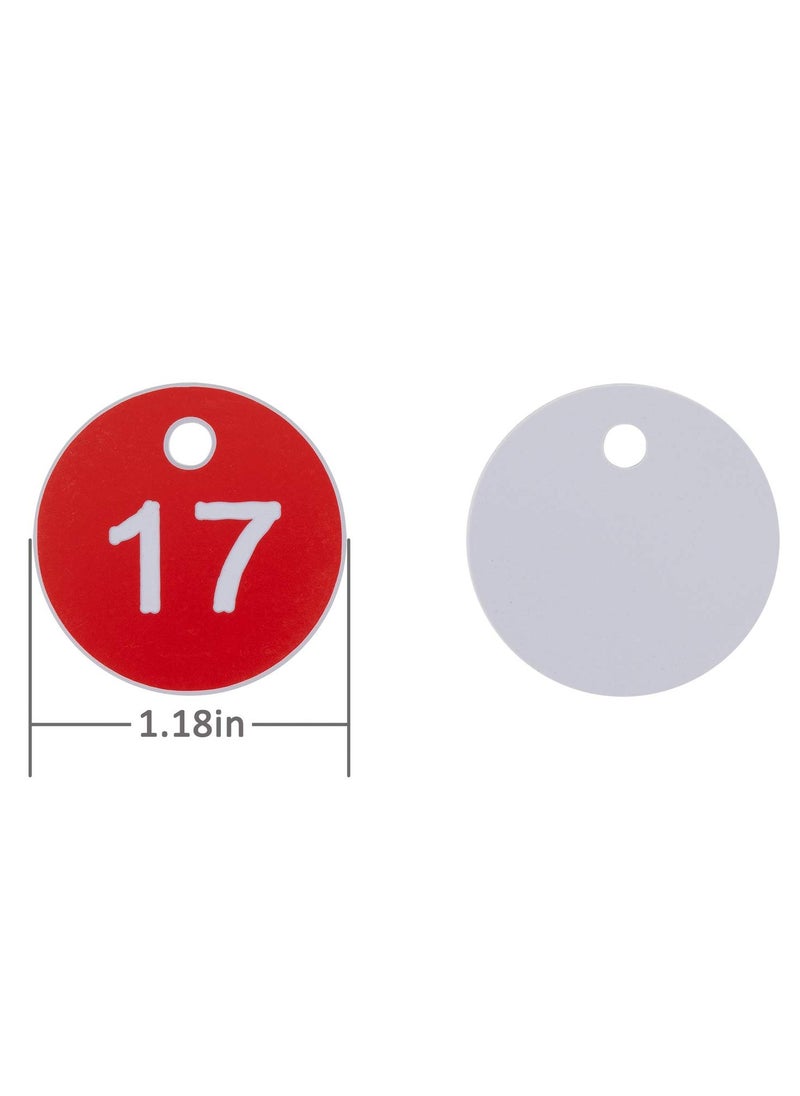 Generic - Engraved Plastic ID Number Tags for Lockers and Tables, Key Tags in Red for Hotels, Bars, and Restaurants, Numbers 1 to 50 - Image 1