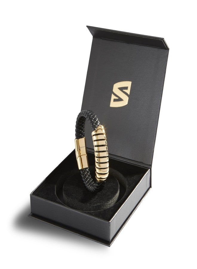 SERASAR Men's Bracelets 20cm Gold Gift Box Genuine Cowhide Leather Braided Adjustable Magnetic Clasp Multilayer Jewelry Rope Male Boy Boys Band Accessories - Image 2