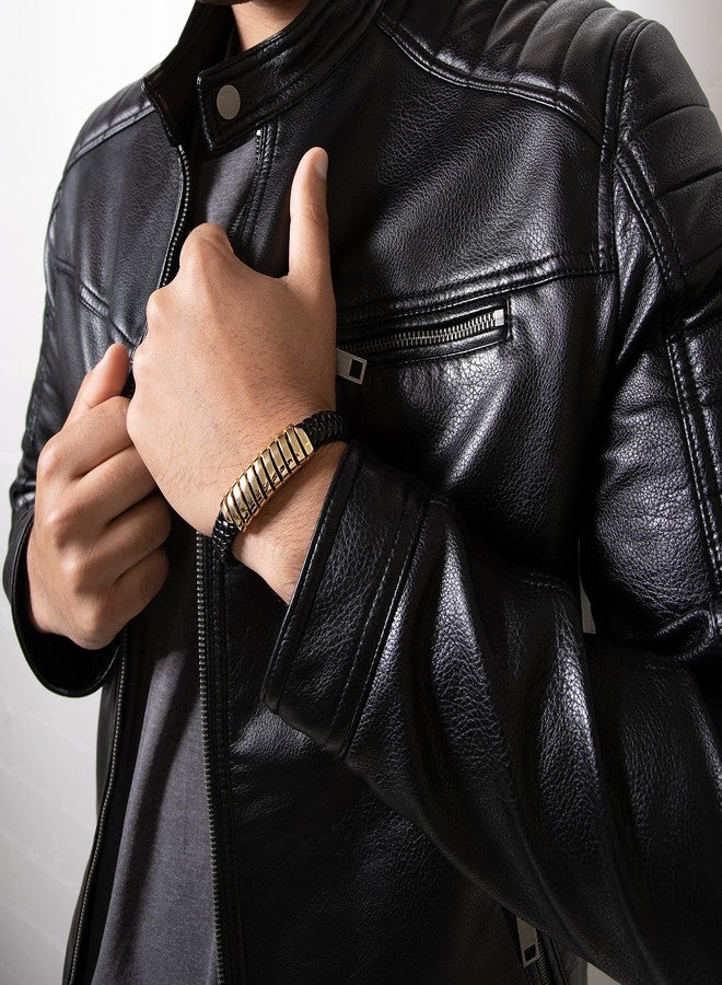 SERASAR Men's Bracelets 20cm Gold Gift Box Genuine Cowhide Leather Braided Adjustable Magnetic Clasp Multilayer Jewelry Rope Male Boy Boys Band Accessories - Image 3
