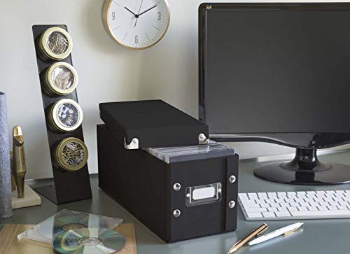Snap-N-Store CD Storage Box - Pack of 1 - Durable 5.1 x 5.1 x 13.2 Inch Disc Holder with Lid to Store up to 165 Discs - Black - Image 2