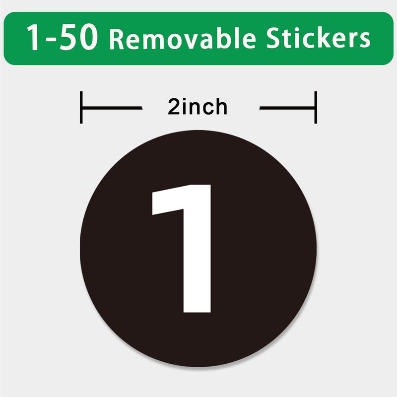 STARLIBOO Black Consecutive Number Stickers 1-50, 500Pcs- 2 inch Vinyl Self Adhesive Removable Numbered Label, Ideal for Inventory, Storage, Organizing, Boxes, Lockers, Indoor/Outdoor - Image 2
