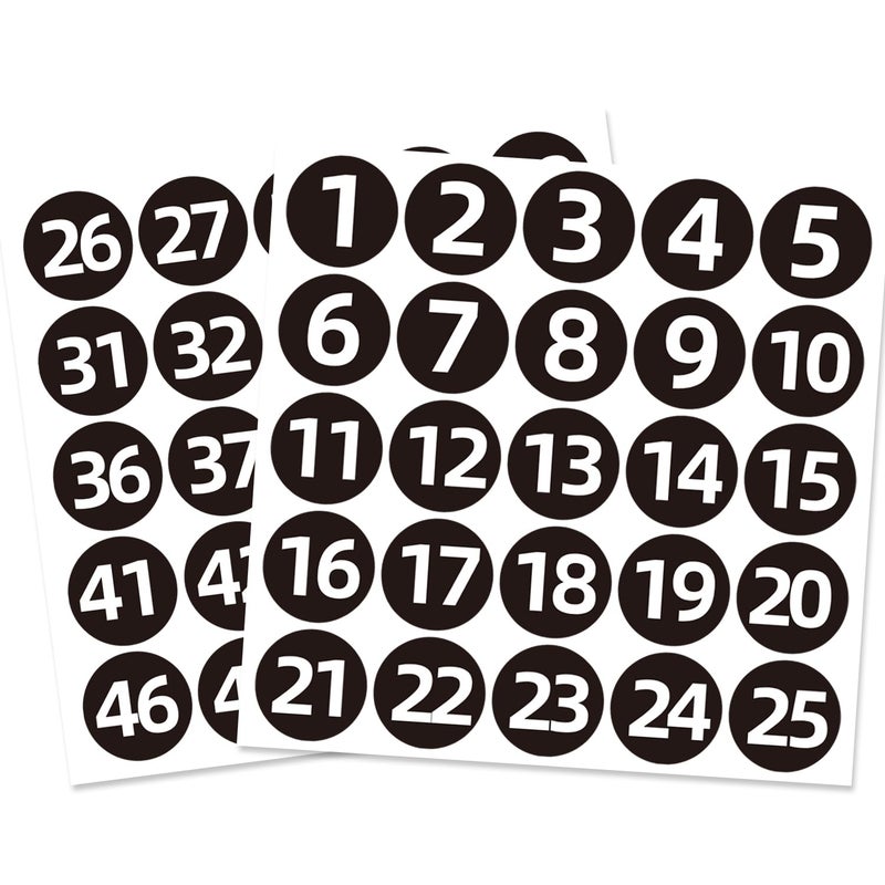STARLIBOO Black Consecutive Number Stickers 1-50, 500Pcs- 2 inch Vinyl Self Adhesive Removable Numbered Label, Ideal for Inventory, Storage, Organizing, Boxes, Lockers, Indoor/Outdoor - Image 1