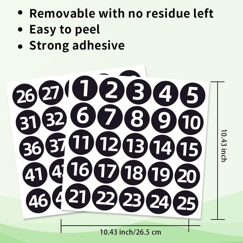 STARLIBOO Black Consecutive Number Stickers 1-50, 500Pcs- 2 inch Vinyl Self Adhesive Removable Numbered Label, Ideal for Inventory, Storage, Organizing, Boxes, Lockers, Indoor/Outdoor - Image 3