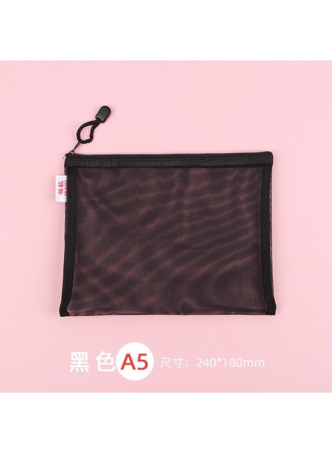 Transparent File Bag Office Large Capacity Nylon Mesh Durable Information Bag A4 Student Portable Zipper Storage Bag - Image 1