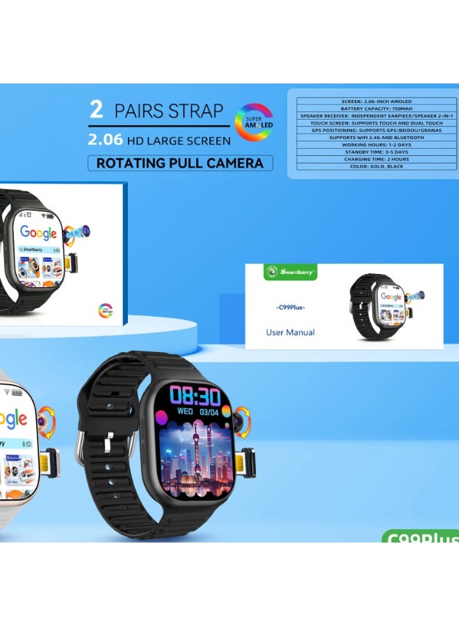 Smartbarry C99 Plus 5G Smart Watch 2.06" AMOLED Screen | 6+64GB Memory | GPS | WiFi | Rotating Camera | Android Smartwatch - Image 2