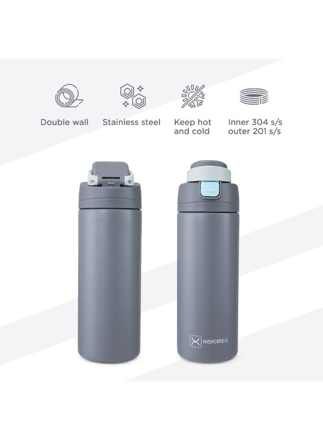 HydroBrew SipSwitch™ Insulated Water Bottle 720ml – Leakproof, Stainless Steel, Straw & Spout Lid -Graphite - Image 5