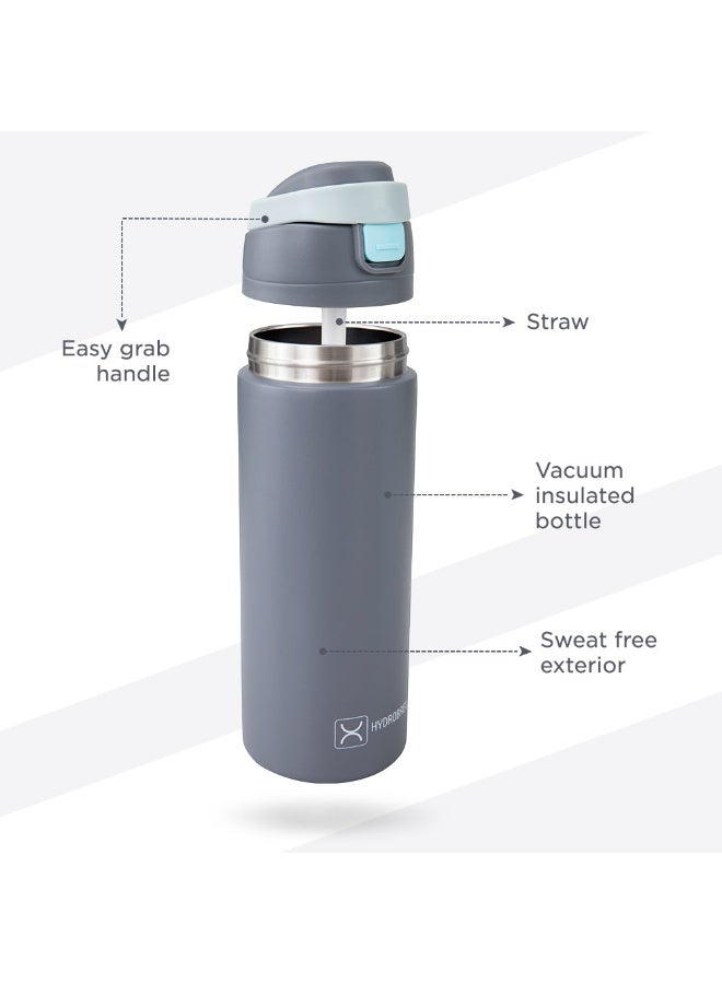 HydroBrew SipSwitch™ Insulated Water Bottle 720ml – Leakproof, Stainless Steel, Straw & Spout Lid -Graphite - Image 3