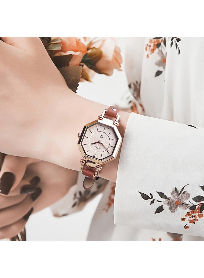 Julius Julius Women's Watch, Classic Korean Style, Retro Fashion, Trendy Student Leather Strap, Quartz Ladies Watch, Brown, Ja-750c  - Image 5