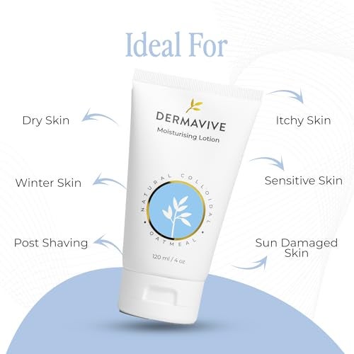 Dermavive Oatmeal Moisturizing Lotion for Dry, Sensitive Skin – Colloidal Oatmeal pH-Balanced Hydrating Face & Body Moisturizer – For Kids, Teens & Adults, 120ml (4.05 fl oz) - Image 2