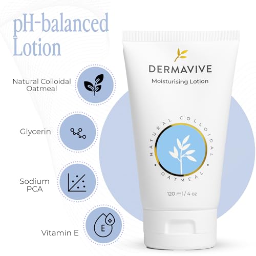 Dermavive Oatmeal Moisturizing Lotion for Dry, Sensitive Skin – Colloidal Oatmeal pH-Balanced Hydrating Face & Body Moisturizer – For Kids, Teens & Adults, 120ml (4.05 fl oz) - Image 4