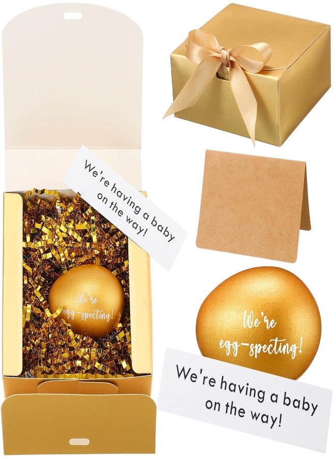 Dinifee Egg Pregnancy Announcement Box Pregnancy Reveal Ideas Surprise Baby Announcement Gifts Fun Ways to Announce Pregnancy for Husband, Future Dad, Grandparents, Family, Friend (Gold Egg - Image 1