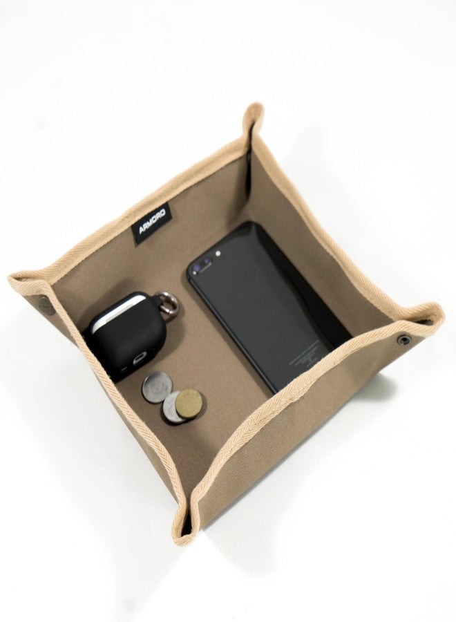 ARMORO Canvas Storage Organizer Tray - Foldable, Durable & Versatile Tray for Home, Travel & Outdoor Use | Stackable, Multi-Use Storage Solution for Accessories, Keys, & Essentials (Olive, Medium) - Image 3