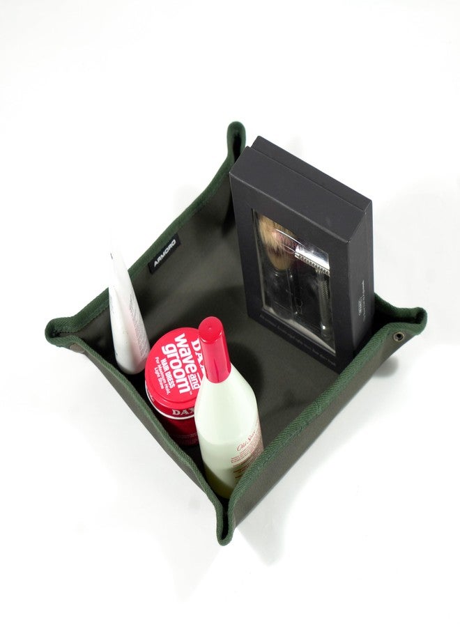 ARMORO Canvas Storage Organizer Tray - Foldable, Durable & Versatile Tray for Home, Travel & Outdoor Use | Stackable, Multi-Use Storage Solution for Accessories, Keys, & Essentials (Olive, Medium) - Image 5