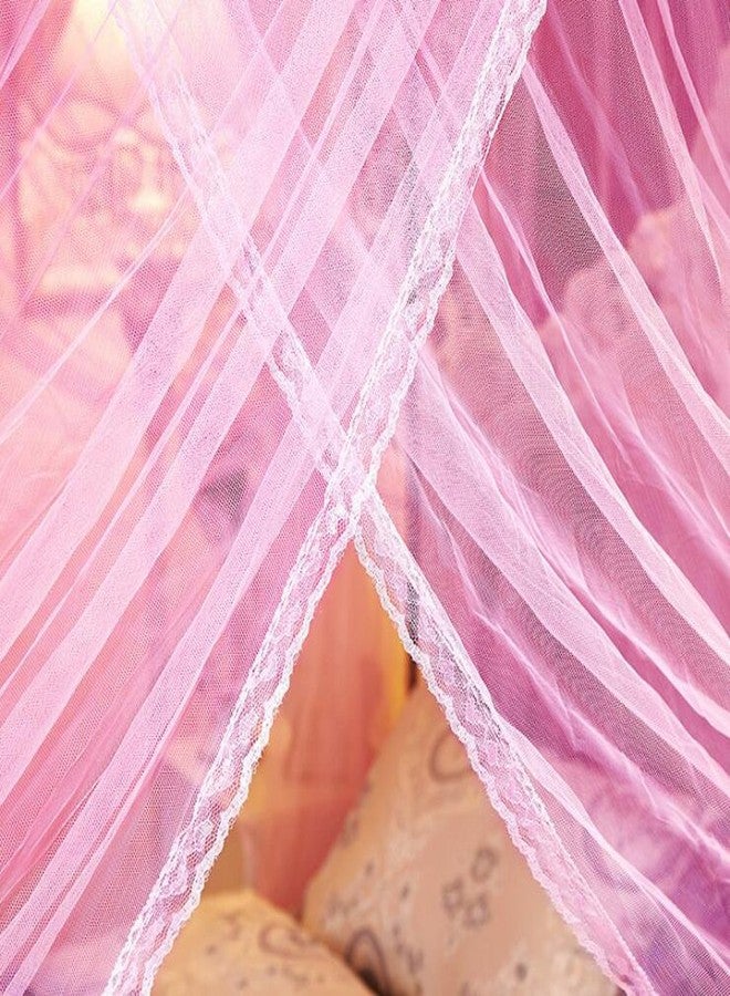 Nattey 4 Corners Canopy Bed Curtains Princess Bed Curtain Canopy Mosquito Netting Canopies (Twin, Pink) - Image 3