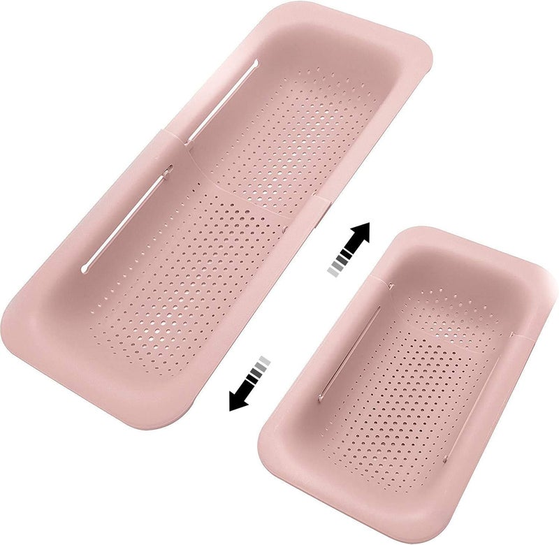 Cyrox Extendable Strainer Basket Over The Sink Colander Vegetables Noodle Pasta Food Drain Basket Space Saver Portable Drainer 1Pcs