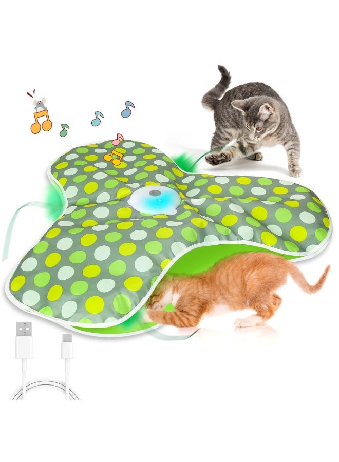 لعبة قطط تفاعلية، ألعاب قطط أوتوماتيكية للقطط الداخلية، لعبة الغميضة للقطط مع خاصية تنشيط الحركة، ريشة متحركة، زقزقة، قابلة لإعادة الشحن عبر USB - Image 1