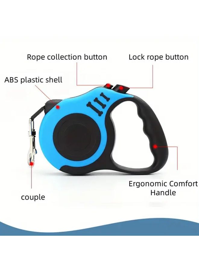 Red L Retractable Pet Nylon Rope With Double Switch For Dog Or Cat Walking 5 Meters - Image 2