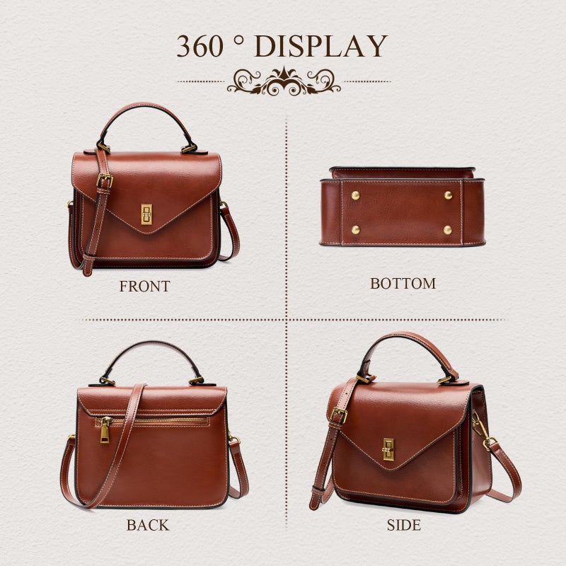 MoreFarther Genuine Leather Crossbody Bags for Women Lightweight Handbag Commuter Business Travel Purse with Adjustable Dual Strap (Brown) - Image 5